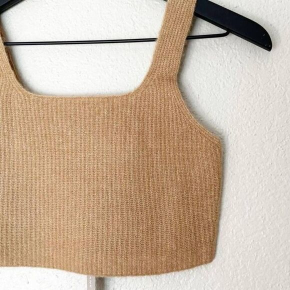 NWT Everlane Wool Blend The Cozy-Stretch Cropped Tank Top Ribbed Knit Tan - Picture 5 of 9